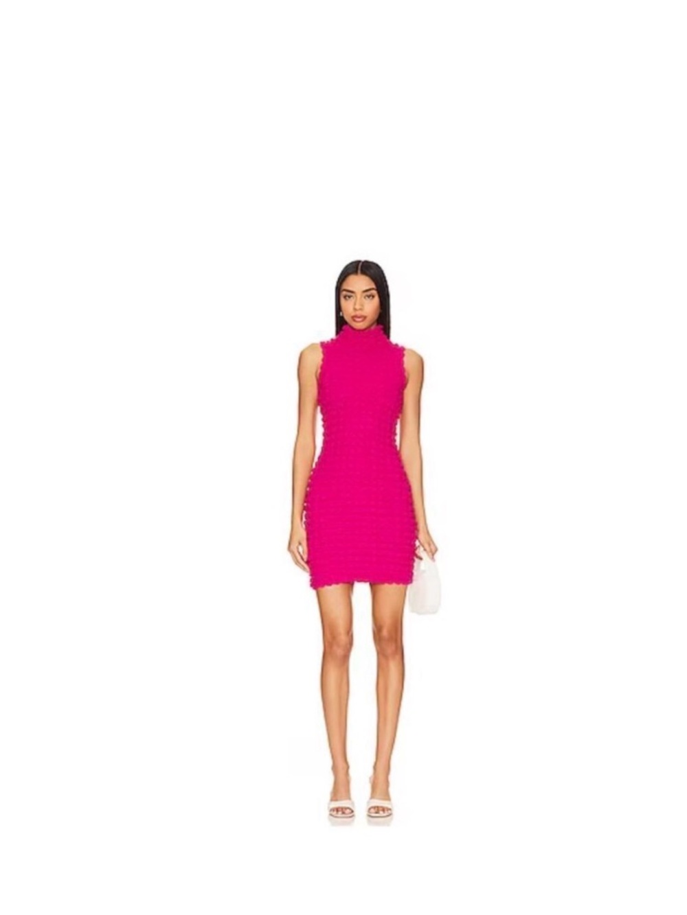 Amanda Uprichard Amiri Textured Sleeveless Mini Dress in French Rose